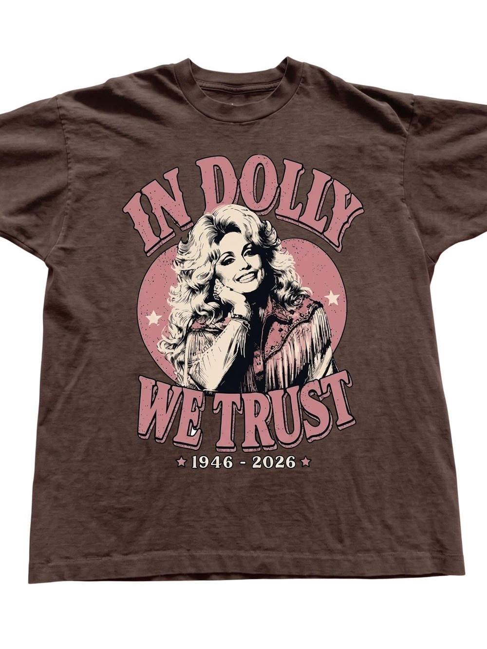 Gildan Brown Short Sleeve Tee with Pink Graphic, Gift For Her, For Him